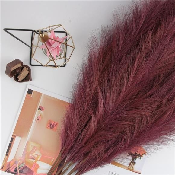 7-Pcs 38"/3.1FT Faux Pampas Grass Large Tall Fluffy Artificial Fake Flower Boho - Picture 4 of 7